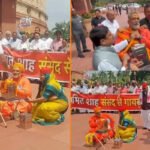 संसद के बाहर विपक्ष का प्रदर्शन: पप्पू यादव ने साधु बनकर बटोरा चंदा, राहुल ने चढ़ावा चढ़ाया…