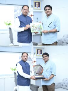 कार्टून वॉच पत्रिका के संपादक त्र्यंबक शर्मा ने मुख्यमंत्री विष्णुदेव साय से की सौजन्य मुलाकात