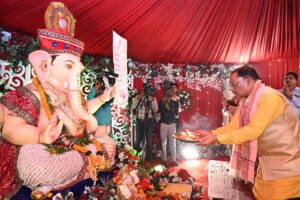 Chief Minister Vishnu Deo Sai performs Ganpati Sthapana and puja with his family at official residence