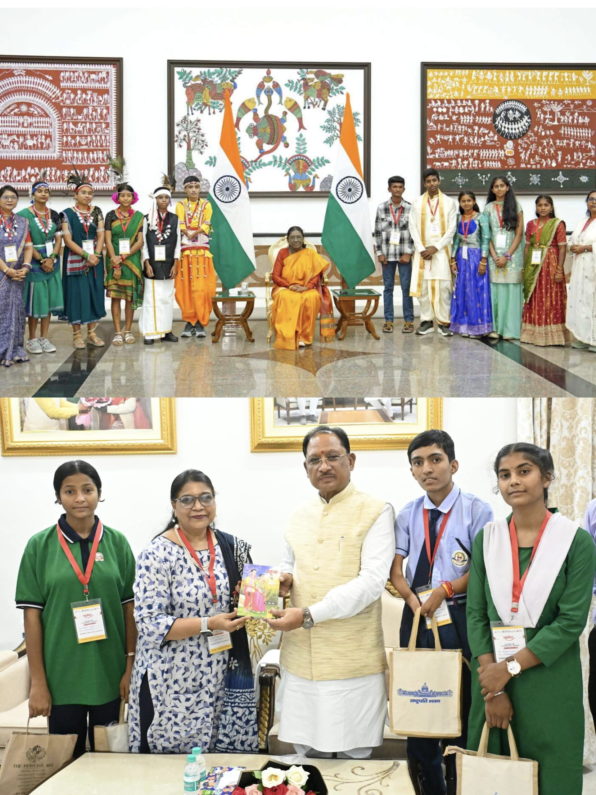 Students Returning After Meeting President Droupadi Murmu Pay Courtesy Call on Chief Minister Vishnu Deo Sai